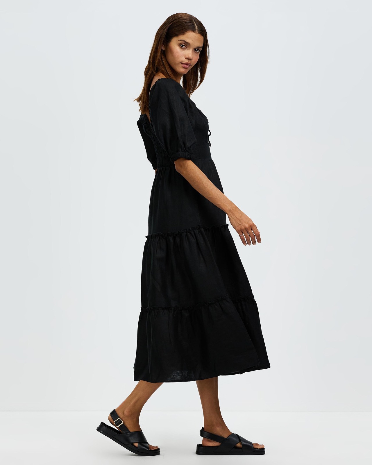 Gathering Detail Midi Dress