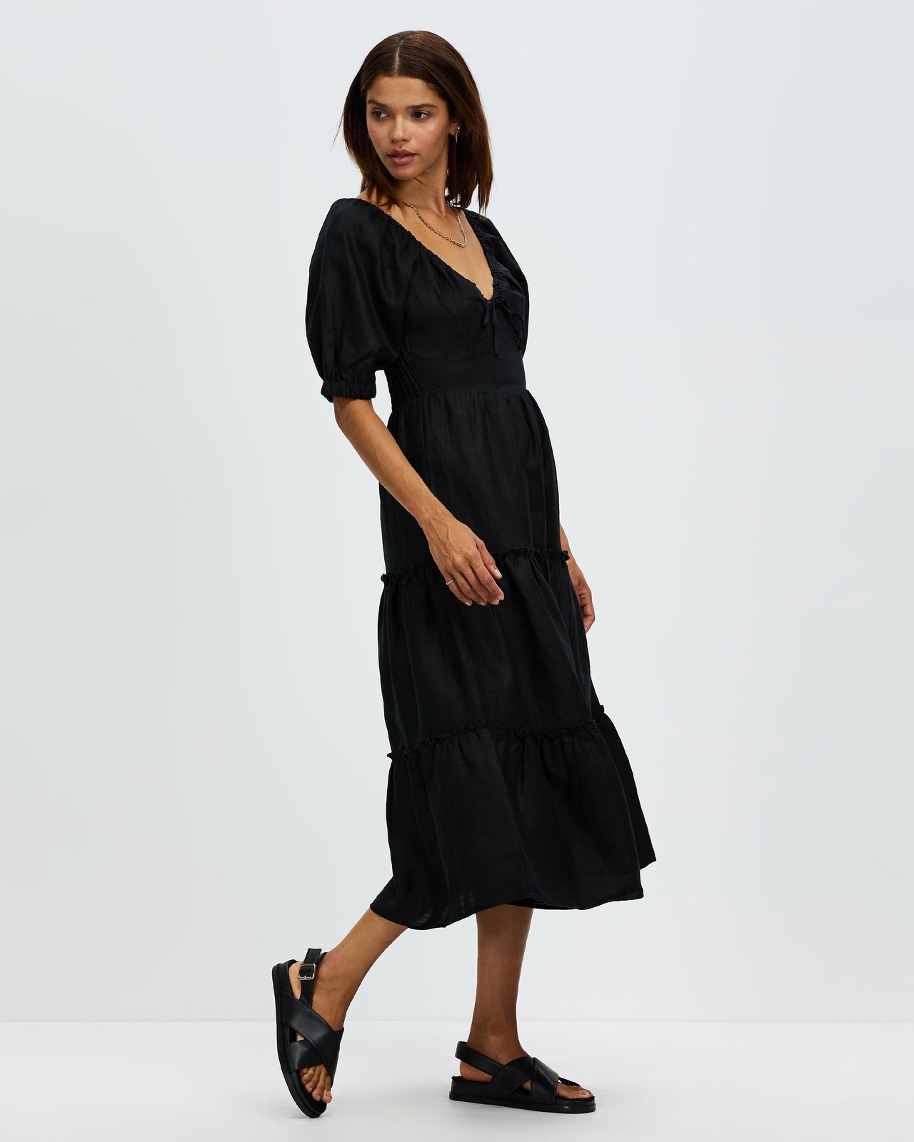 Gathering Detail Midi Dress