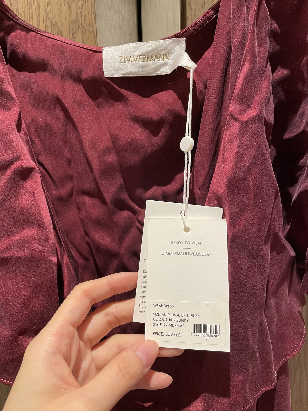 Zimmermann Burgundy Wrap Dress Size 8 BNWT - AirRobe