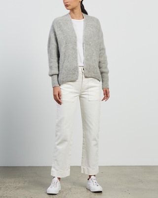 カーディガン Ameri VINTAGE - Ameri VINTAGE SILK AIRY CARDIGAN Women's cardigan East - MOULDED LILAC 43 Long sleeve Violet