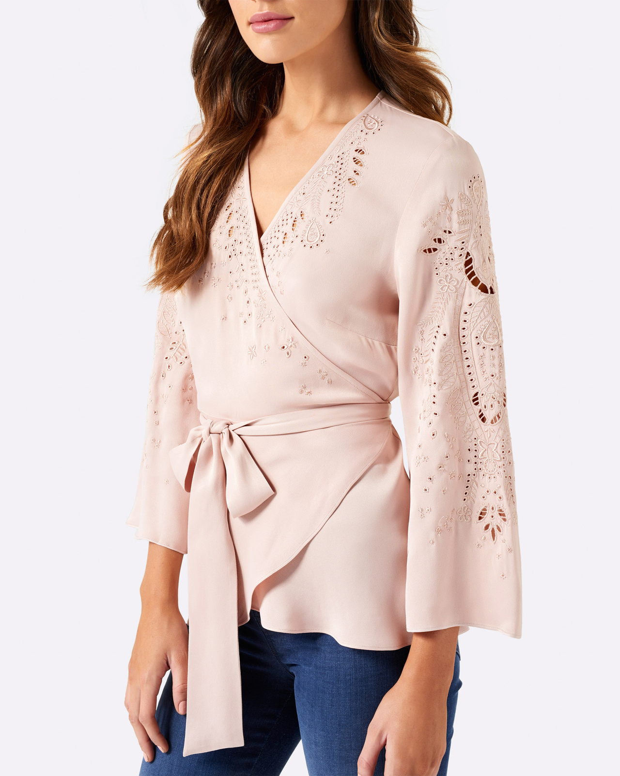 Giselle Cutwork Wrap Blouse