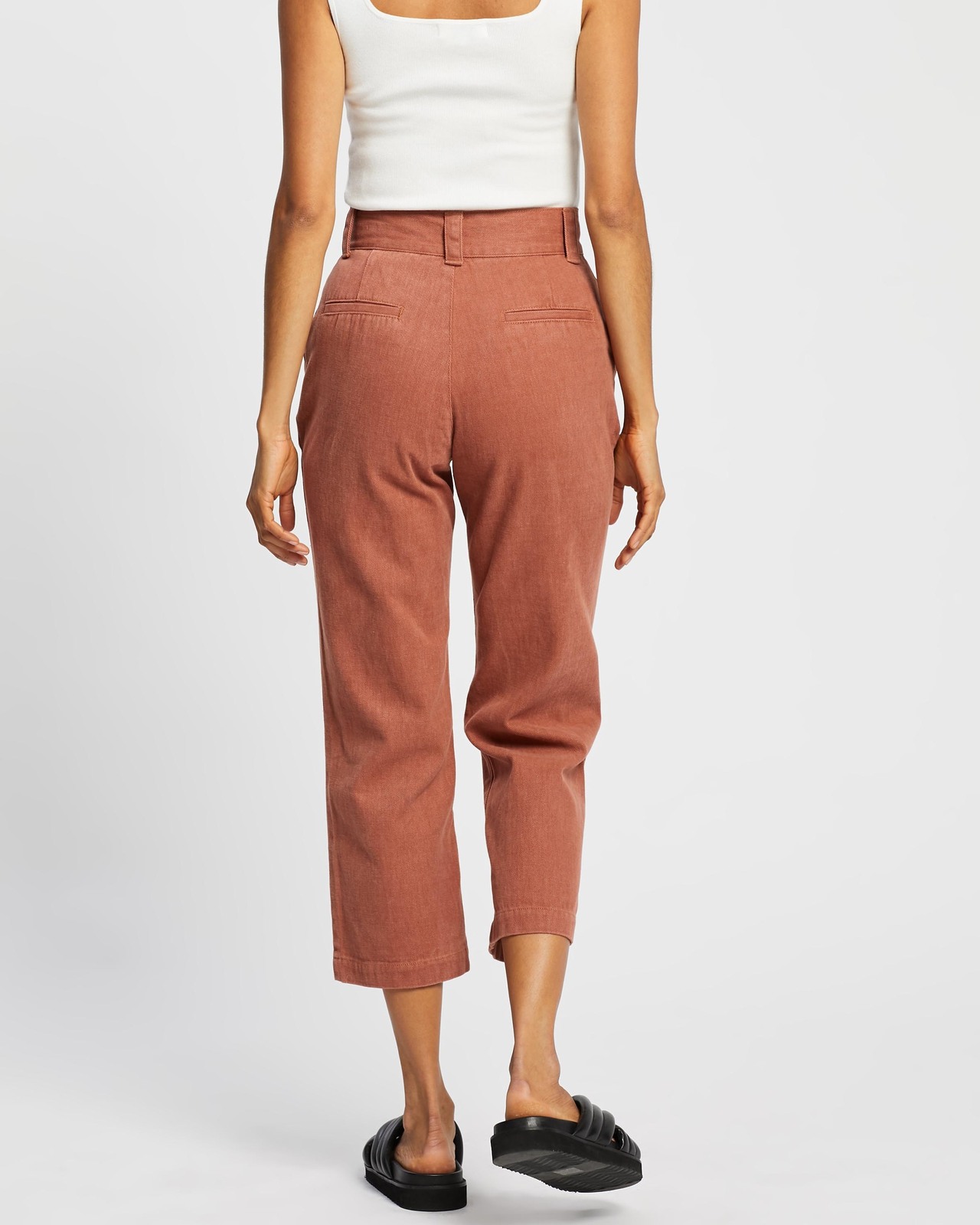 100% Cotton Solid Calf Length Straight Pant main image 1