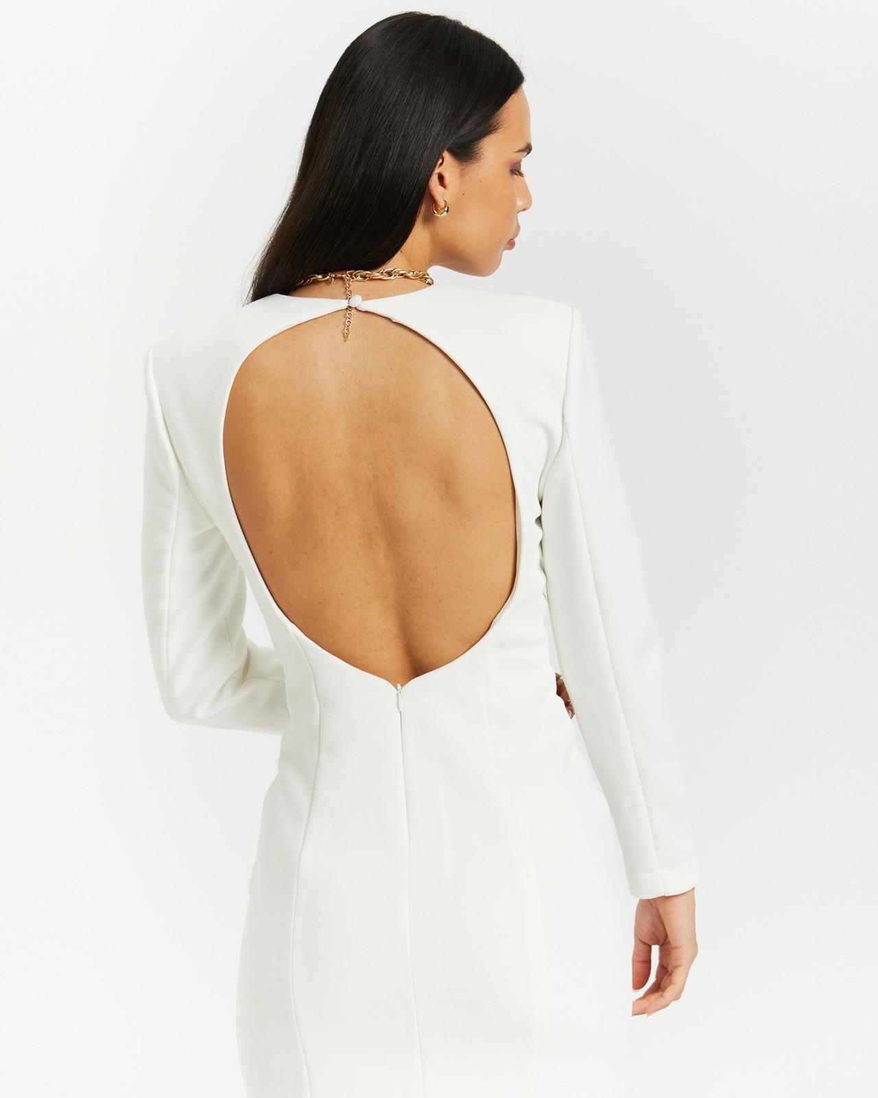 sachin and babi light blue dress Clothing: Midi Dresses: 'Debutante' French Dove Backless Midi Dress main image 1