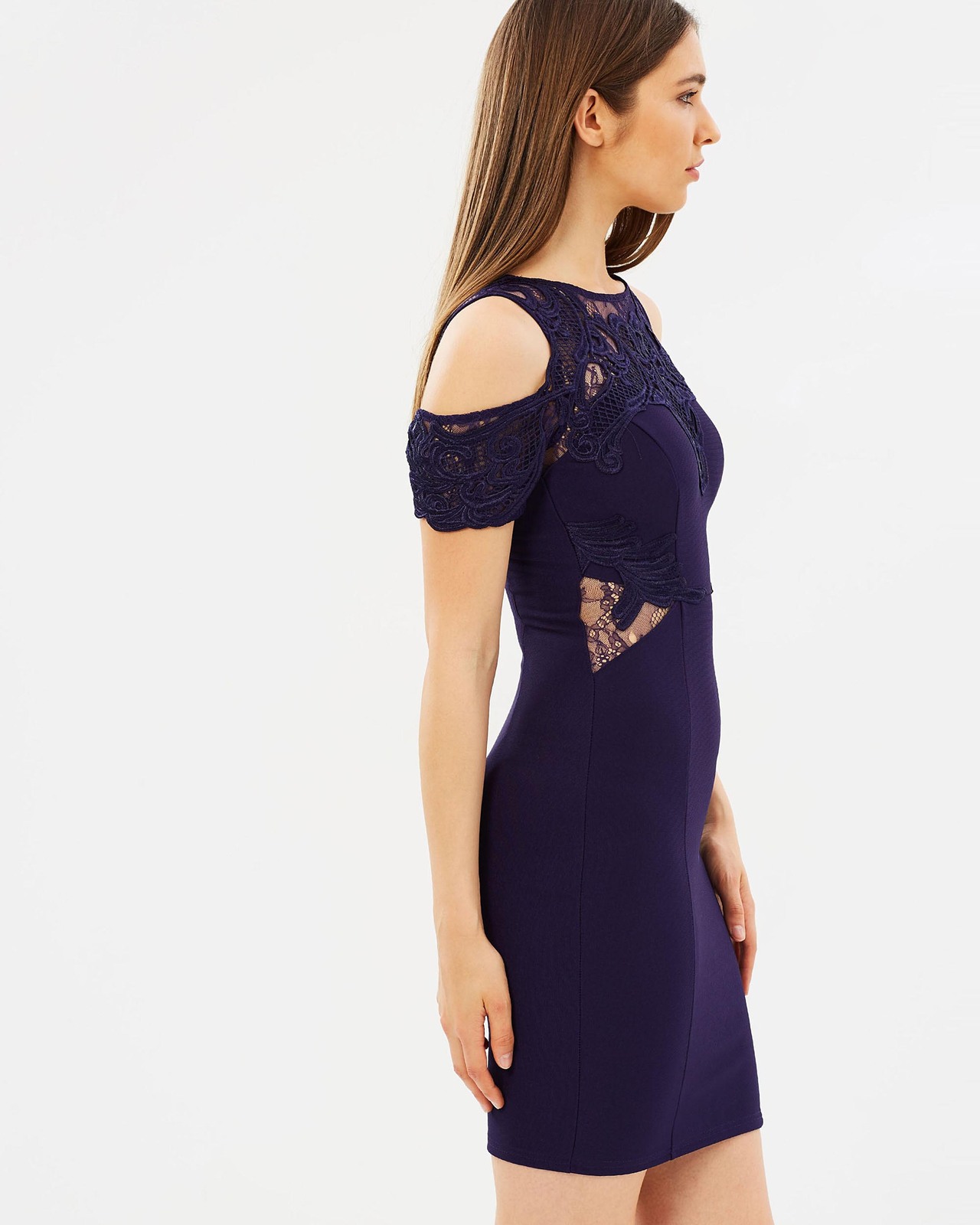 Lipsy Lace Cold Shoulder Body-Con Dress - AirRobe