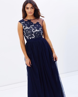little mistress beaded top maxi dress Embellished Detail long sleeves brand-AJE Osiris dress - Blue Color:Mist