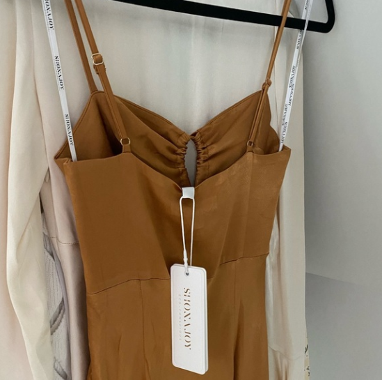 Shona Joy ALMA LACE UP MIDI DRESS - TURMERIC Size 6 BNWT