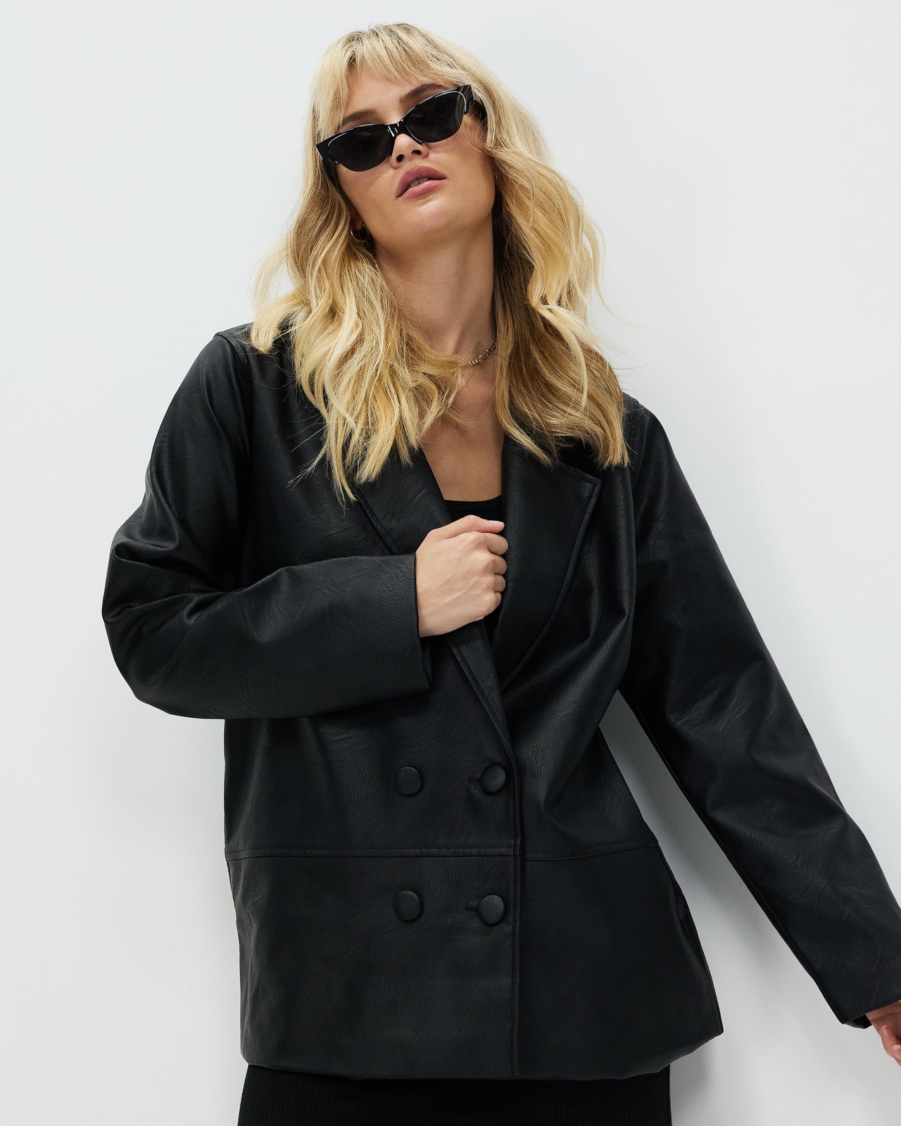 Vegan Leather Coat Jacket Size 8