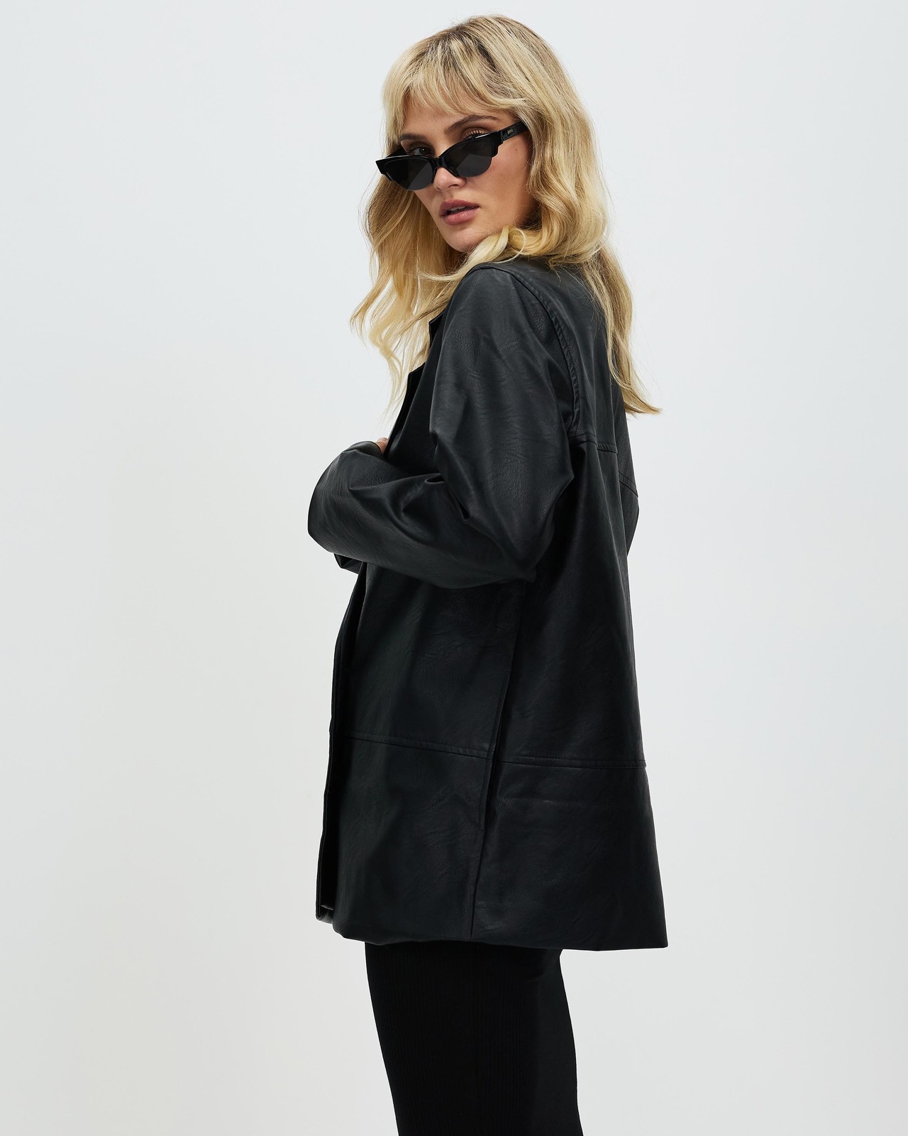 Vegan Leather Coat Jacket Size 8