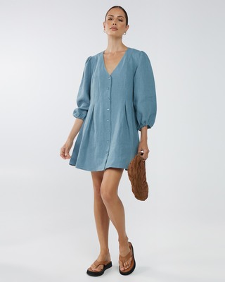 chinese dress ladies High-Waisted Faux-Wrap Linen-Blend Mini Skort