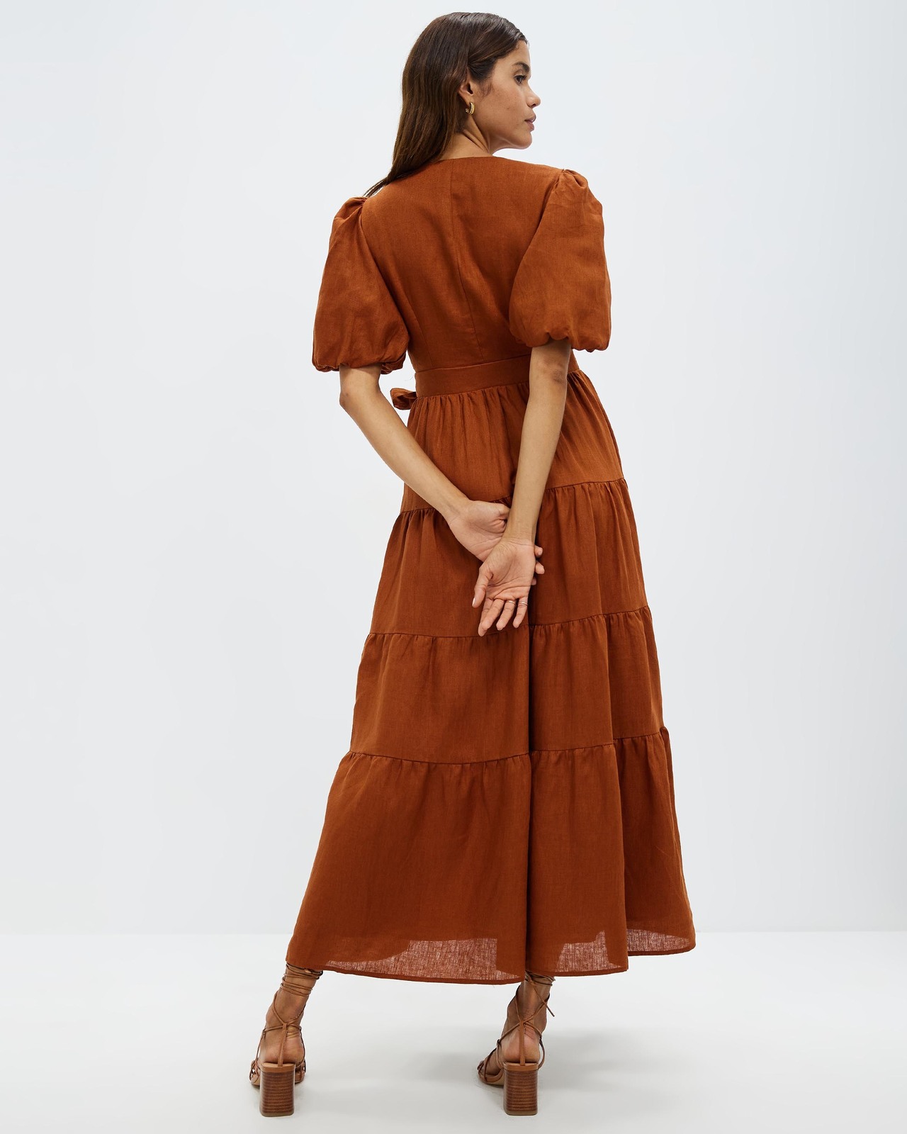 Tiered Linen Midi Dress
