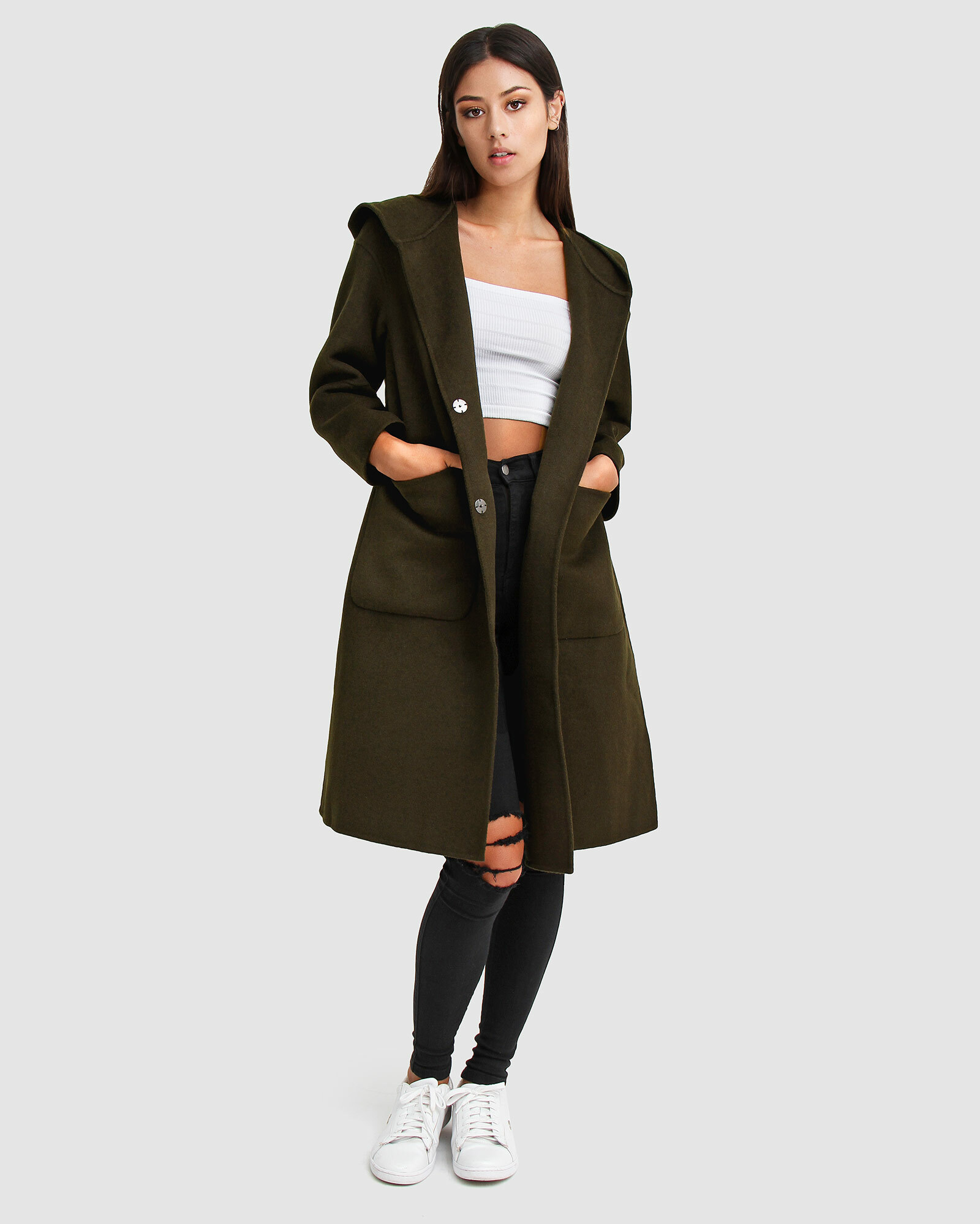 Belle & Bloom Walk This Way Wool Blend Hooded Coat - AirRobe