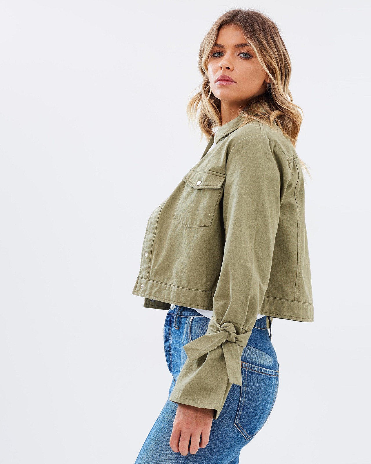 Becca Twill Utility Cropped Jacket Size 14