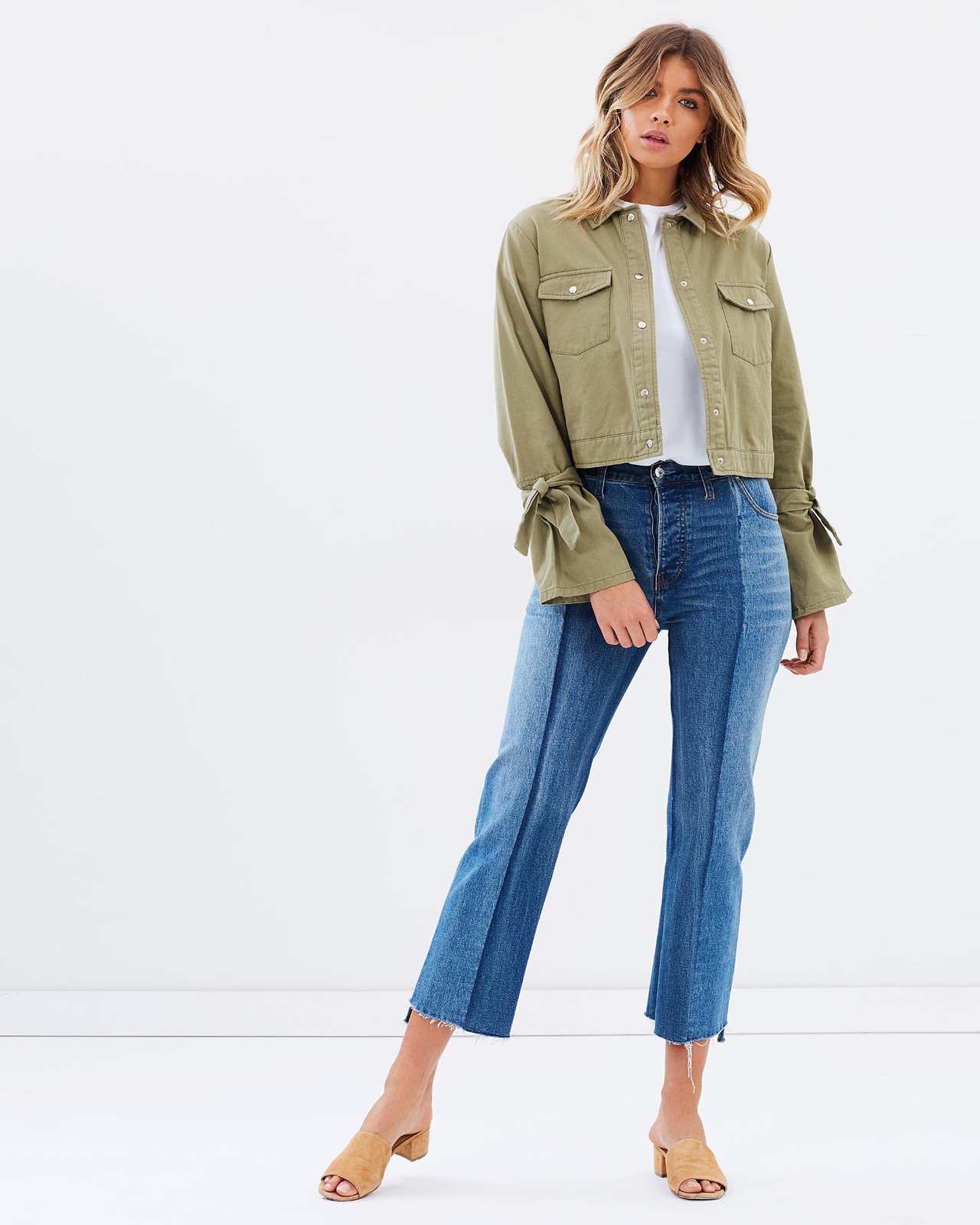 Becca Twill Utility Cropped Jacket Size 14
