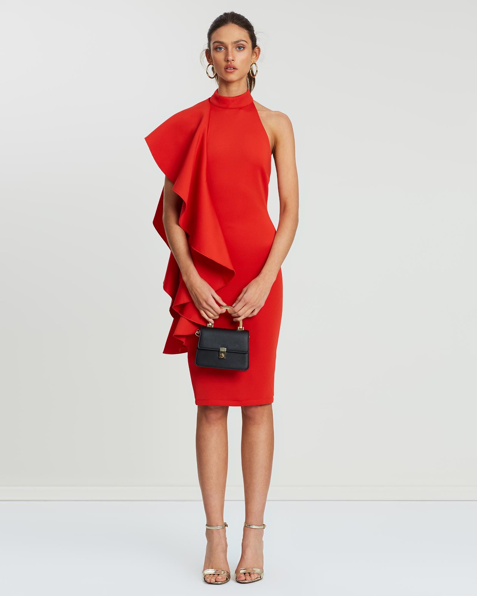 loreta red dress Loreta Red Ruffle Sleeveless Dress Size Medium