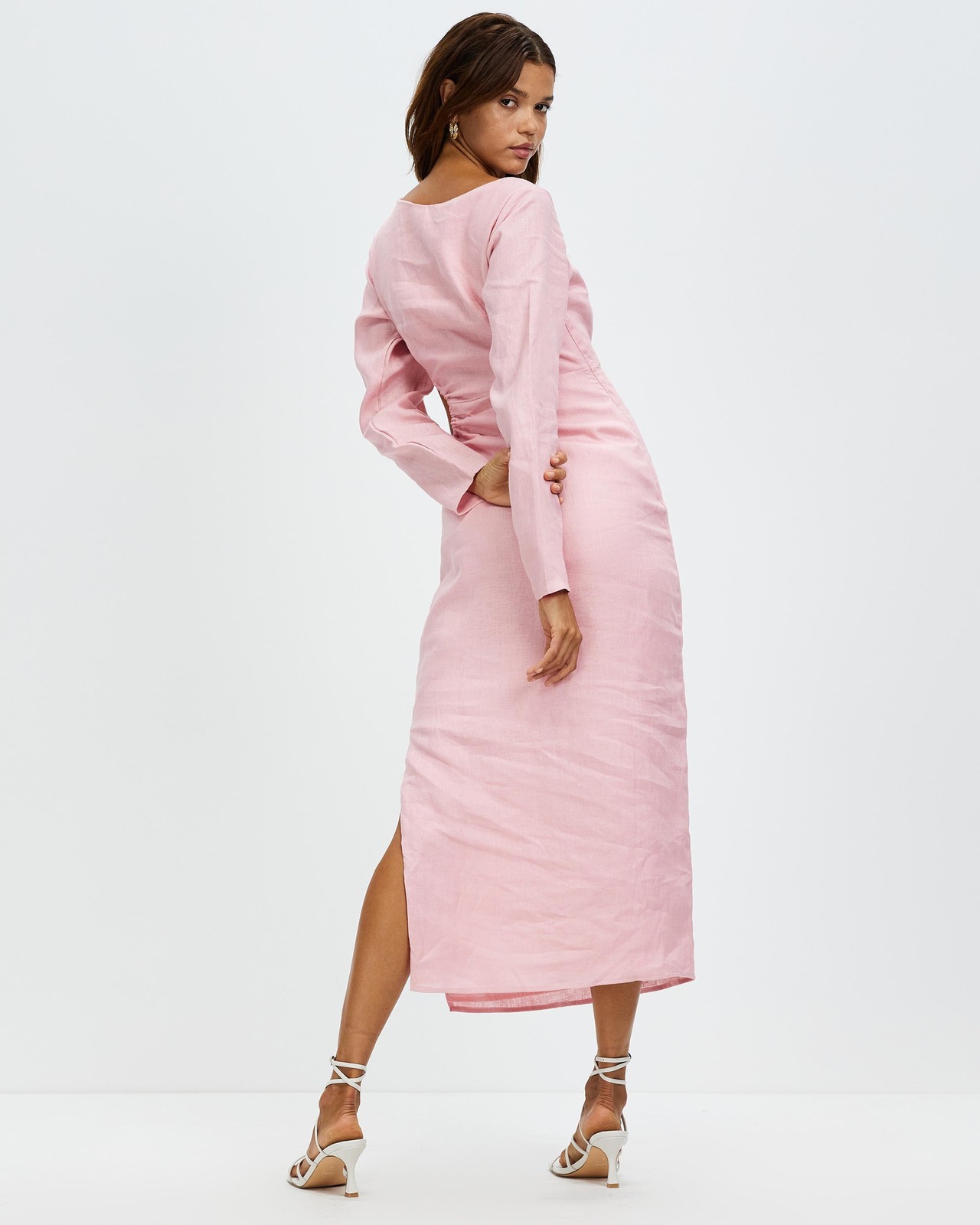 Waist Detail Linen Dress Size 8