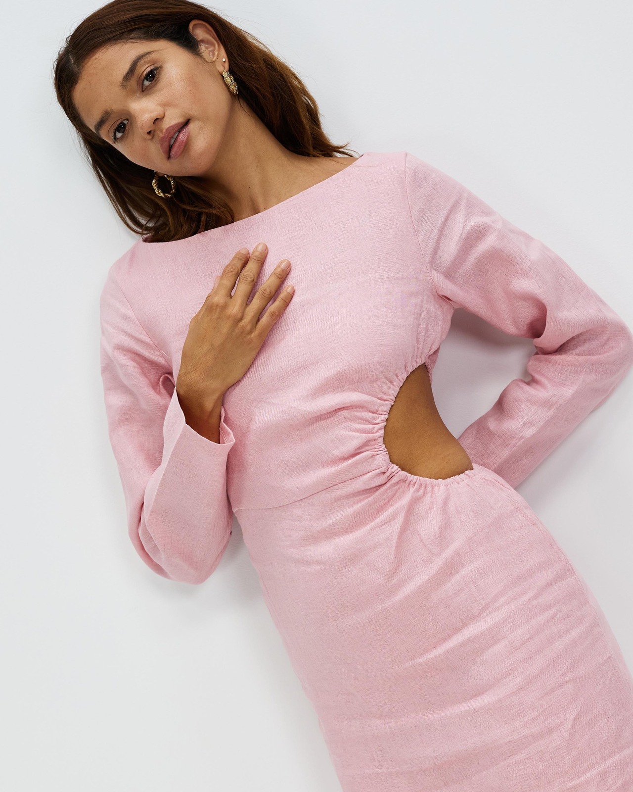 Waist Detail Linen Dress Size 8