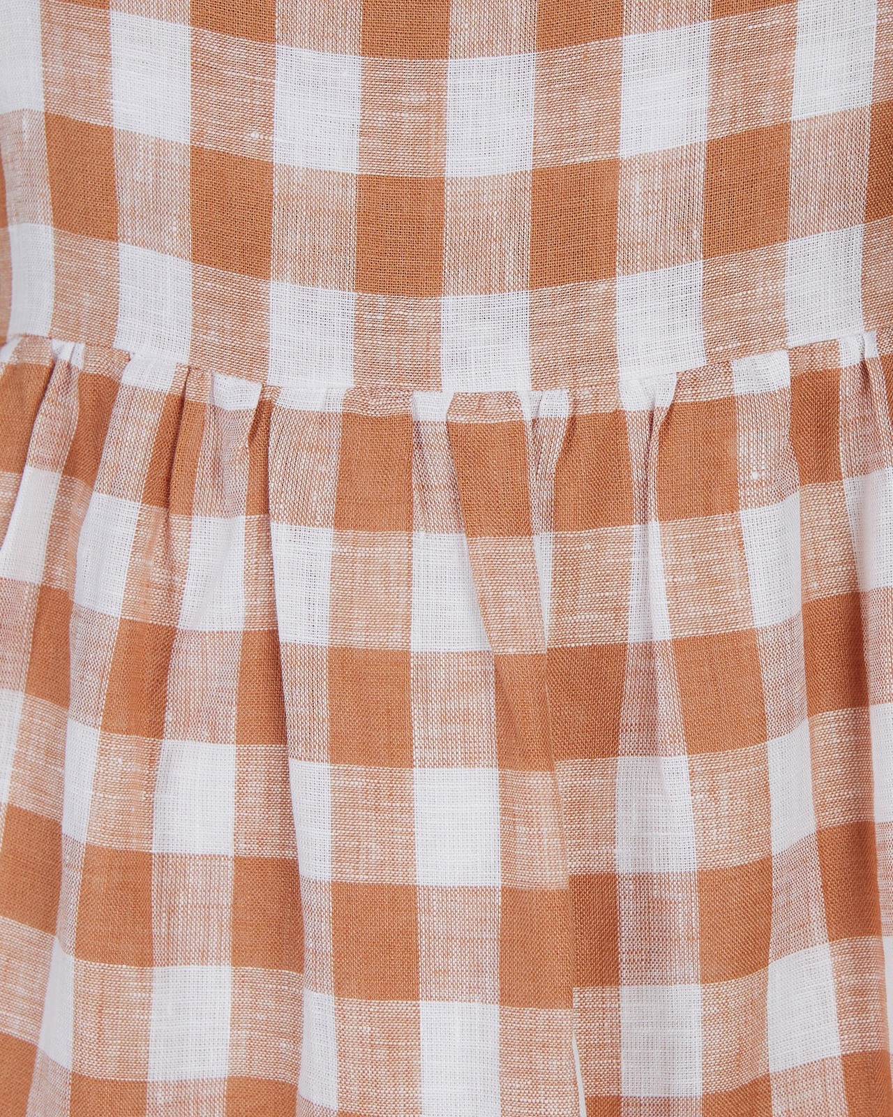 Check Linen Relaxed Midi Dress