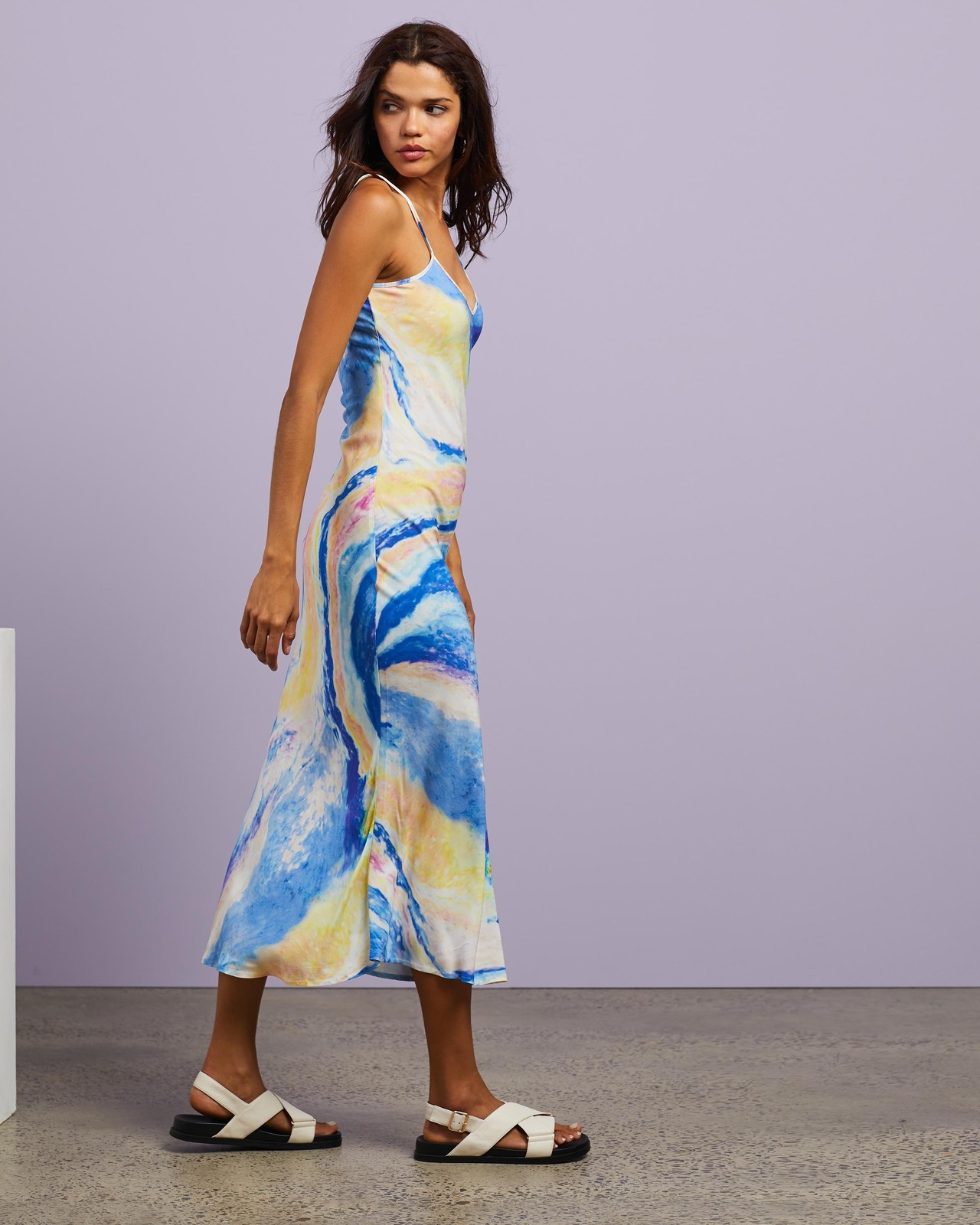 Cools Club Bias Cut V Neck Midi Dress