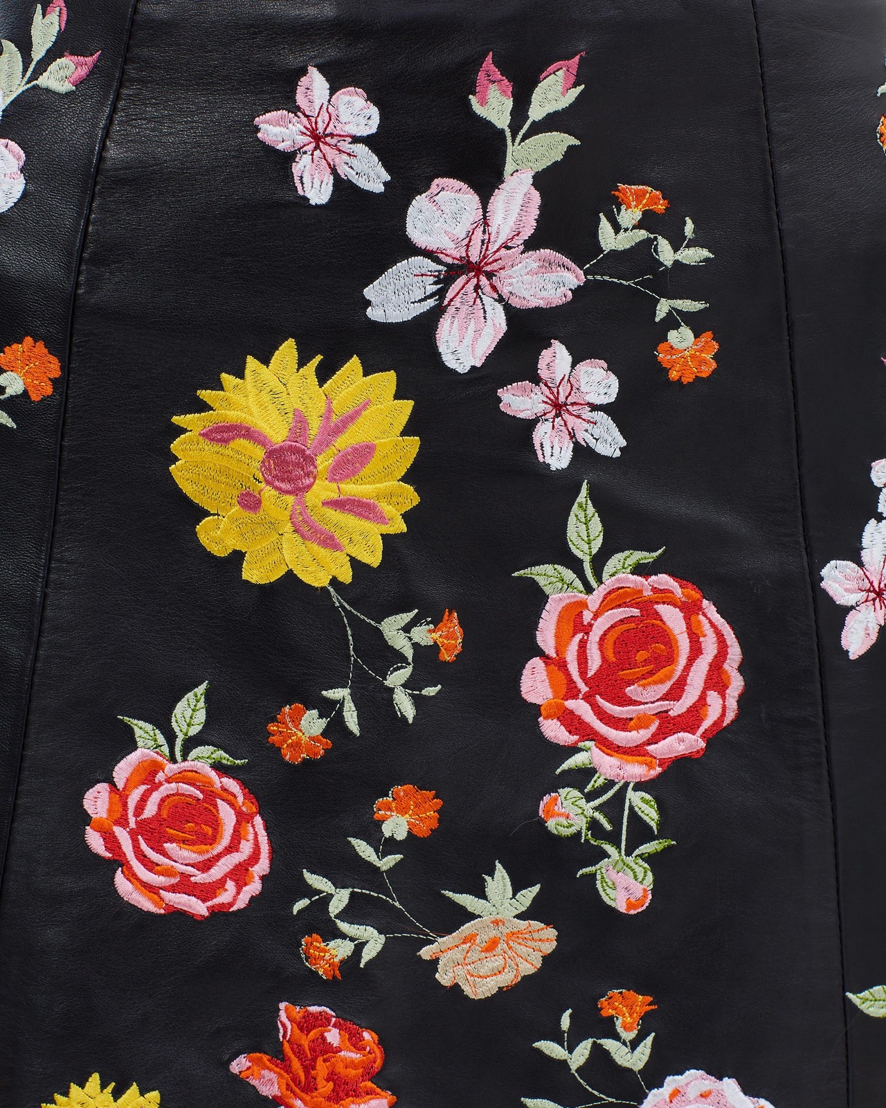 Botanica Embroidered Leather Skirt