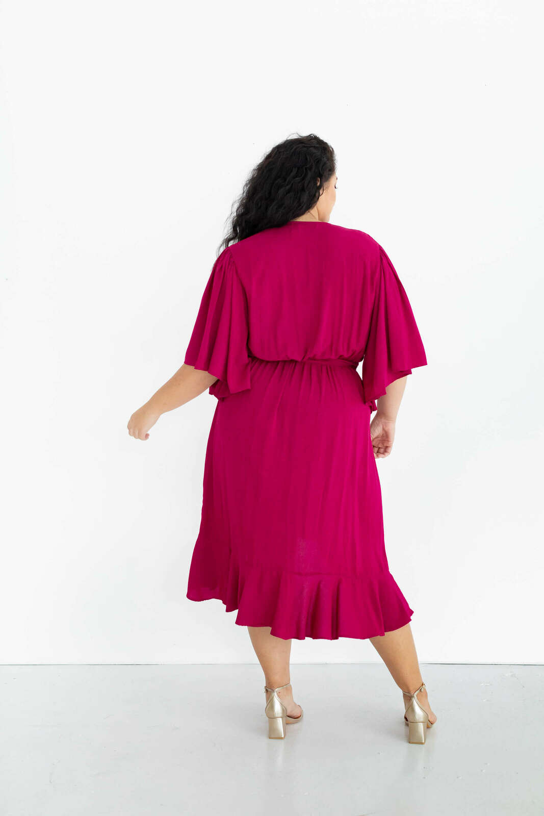Gabrielle Short Sleeve Wrap Dress in French Plum