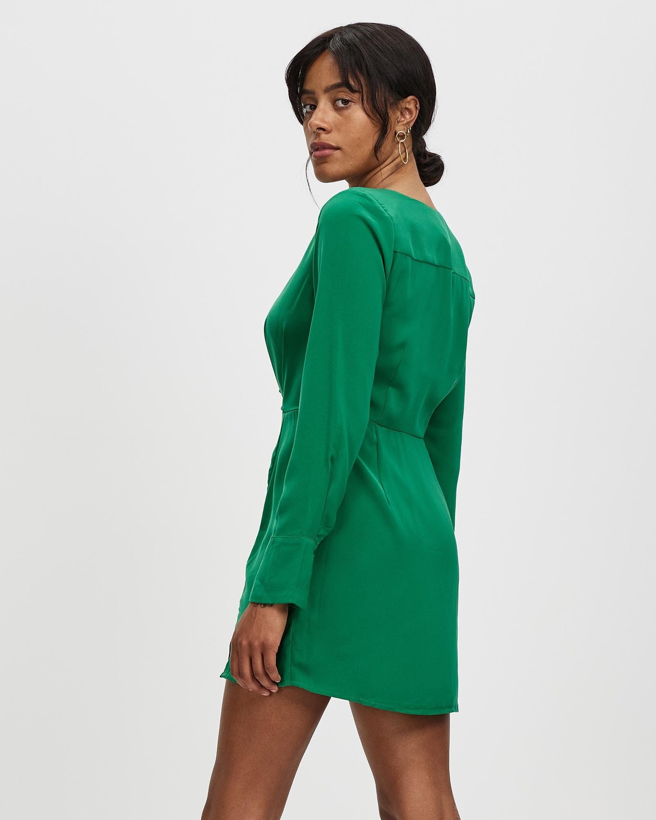 runaway the label green mini dress Forest Long Sleeve Ruched Bodycon Dress – AX Paris