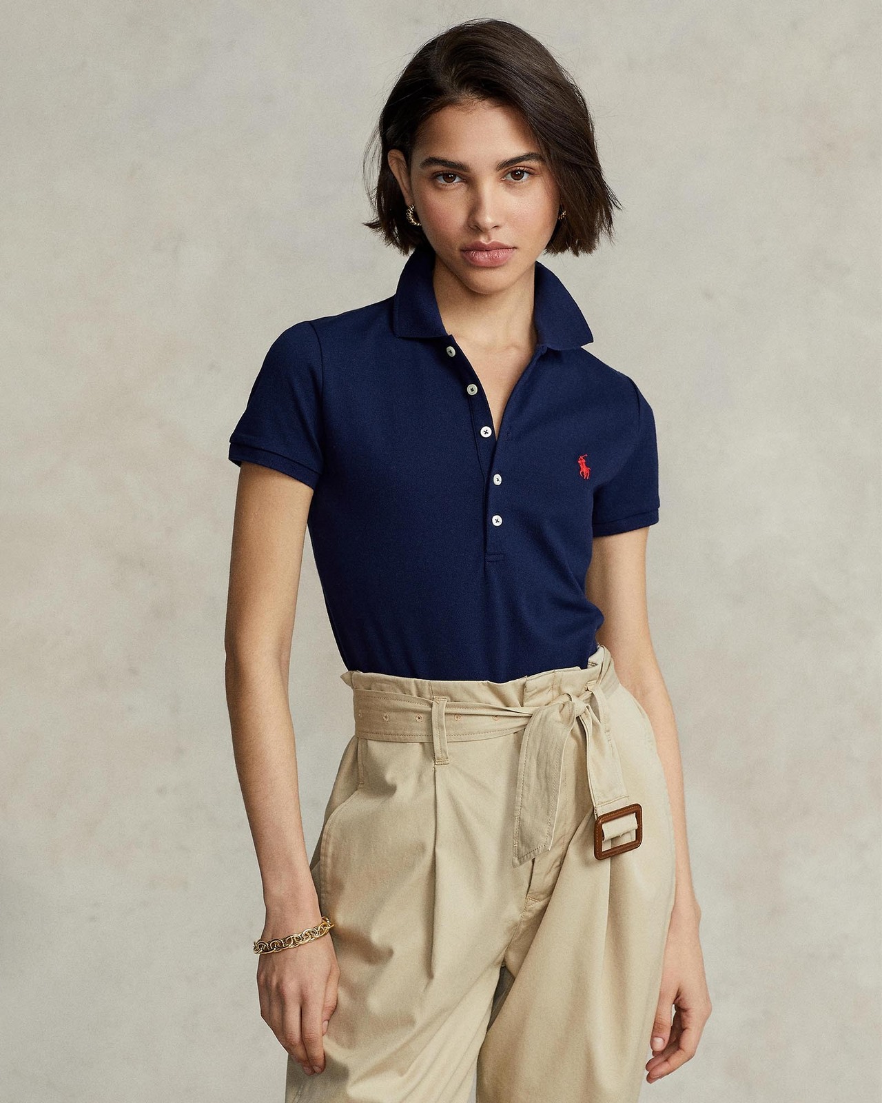 Skinny Fit Stretch Mesh Polo