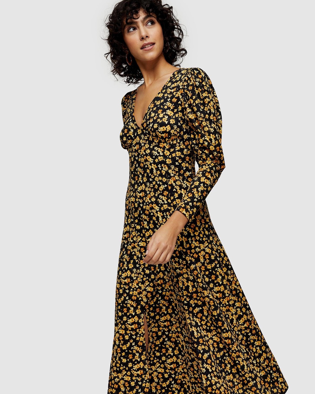 summer cotton midi dresses for women Ivy Placket Cotton Midi Dress-French Navy Botanical Charm