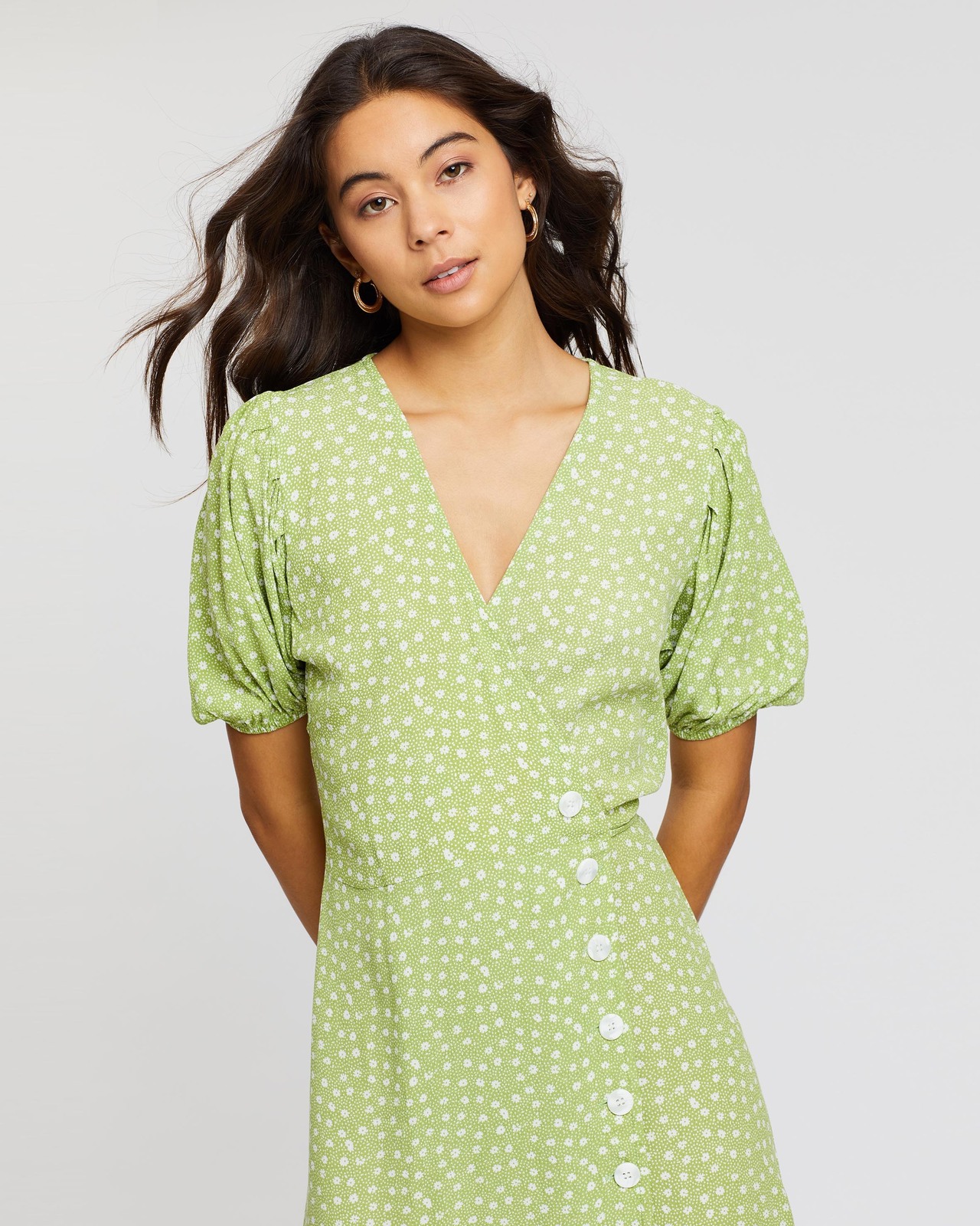 faithfull the brand green polka dot dress Lantern Midi Cami Dress Green – Fenwick