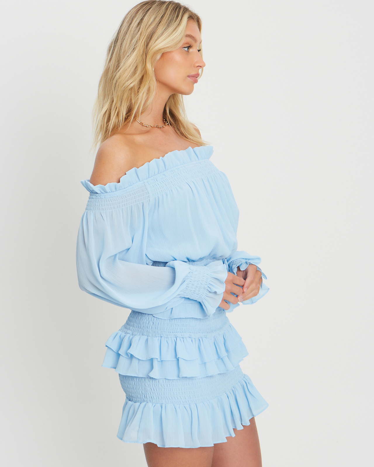 mini bright blue dress Sassy Shortcake Bowshine Mini Dress