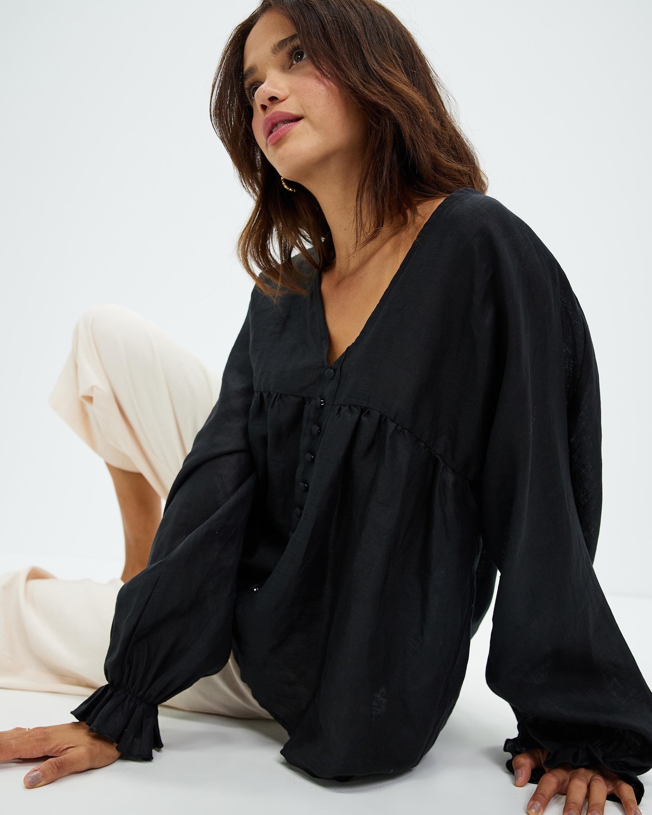 Relaxed Linen Smock Top