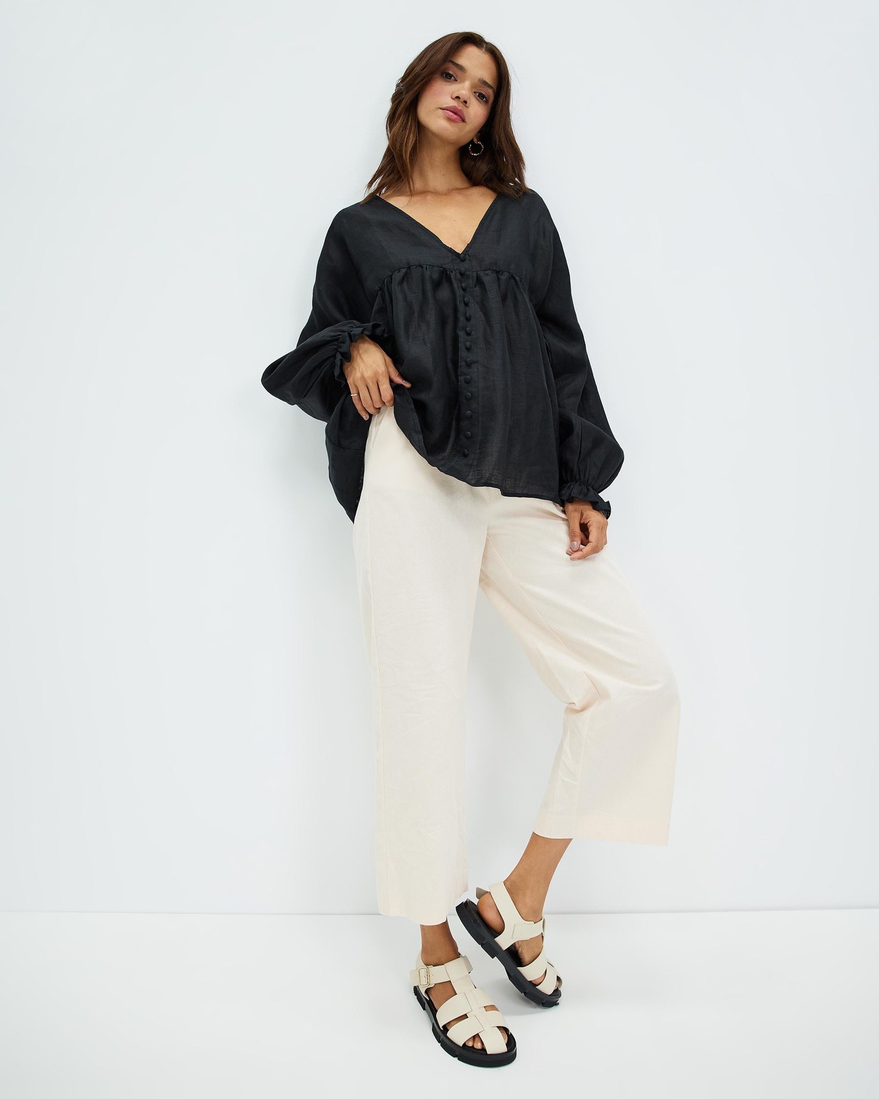 Relaxed Linen Smock Top