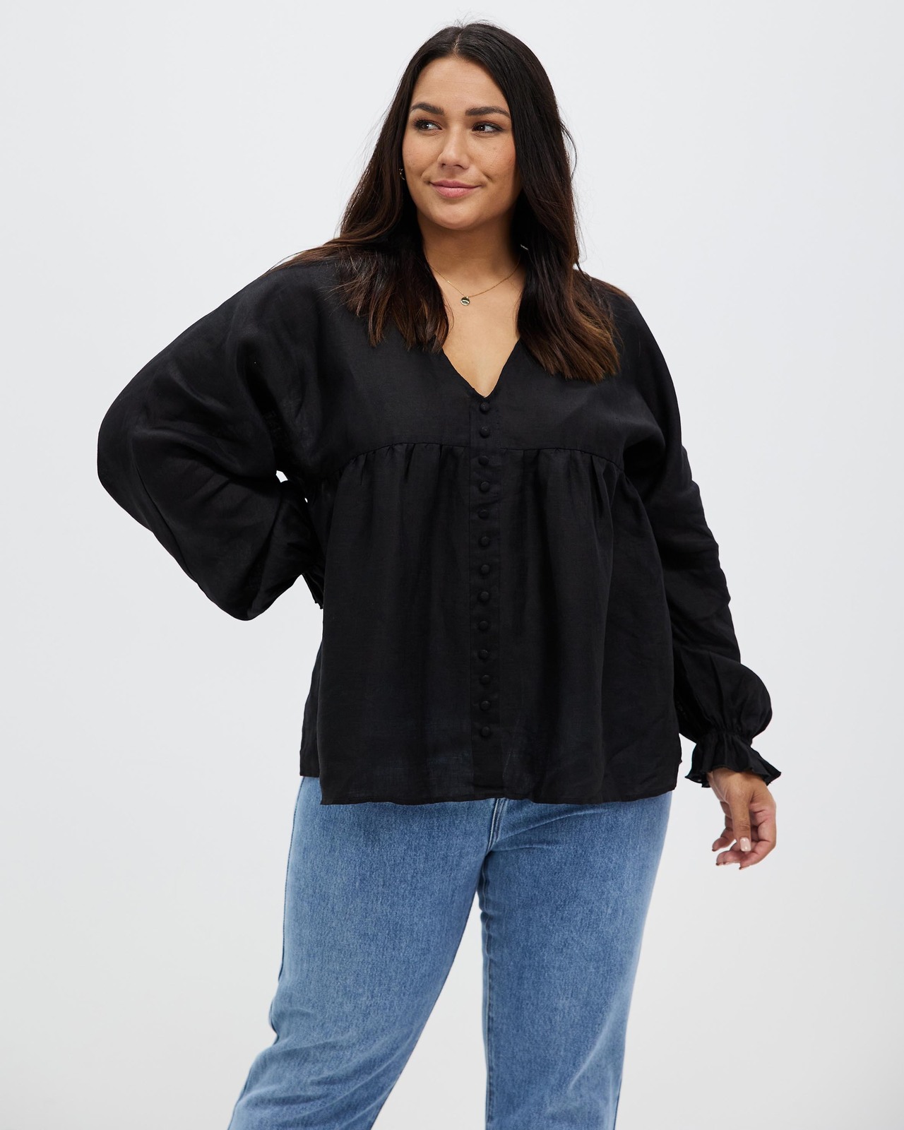 Relaxed Linen Smock Top