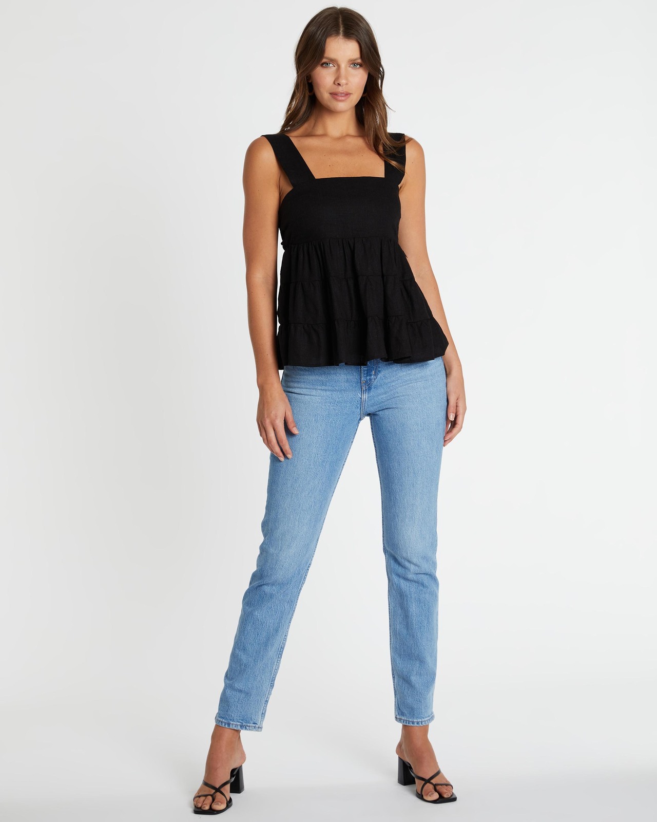 Brittany Linen Blend Tie Back Smock Top
