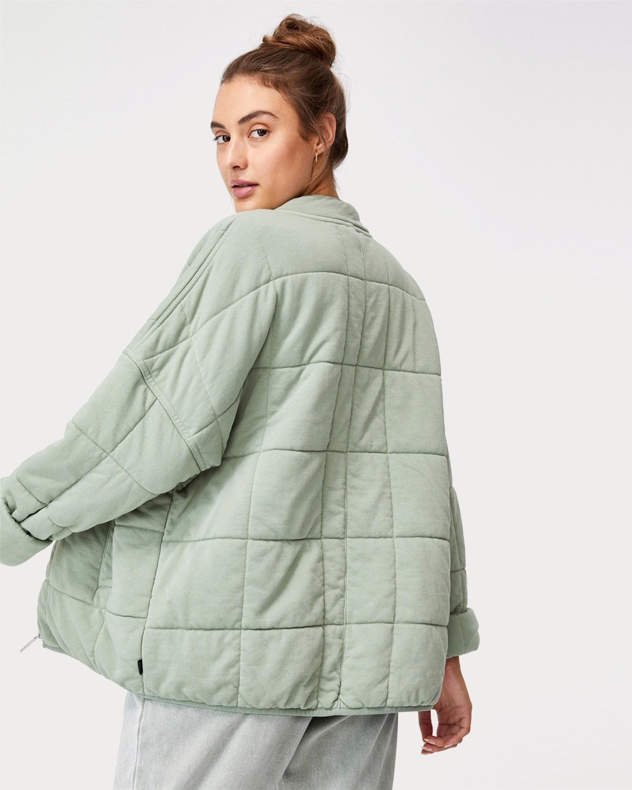 quilted zip through jacket cotton on