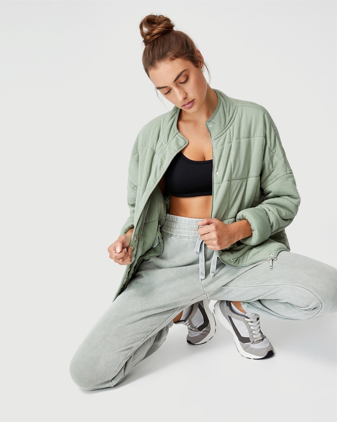 quilted zip through jacket cotton on