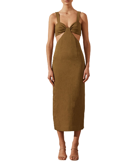 Shona Joy Simone Gathered Cut-Out Midi Dress