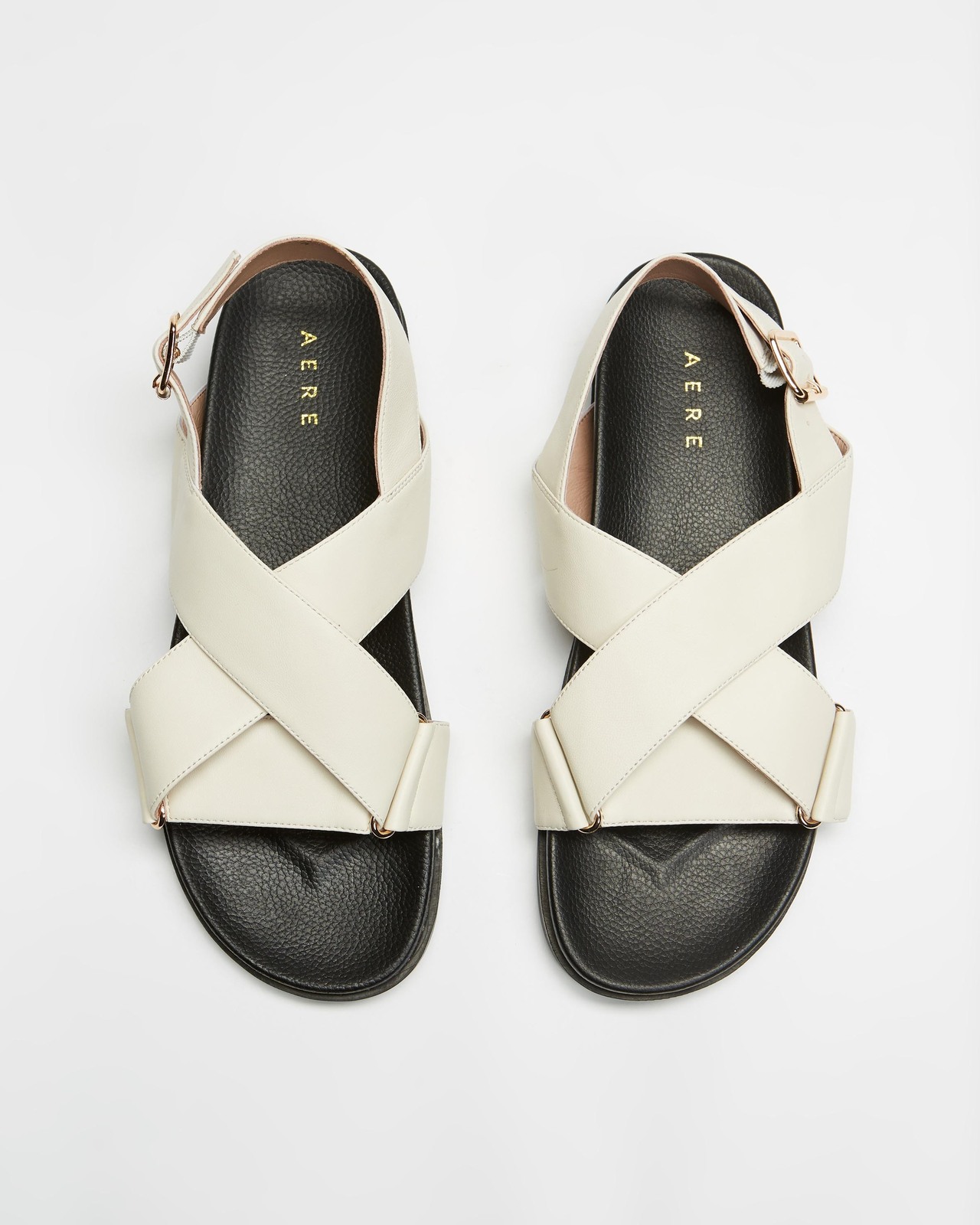 AERE Crossover Leather Footbed Sandals - AirRobe