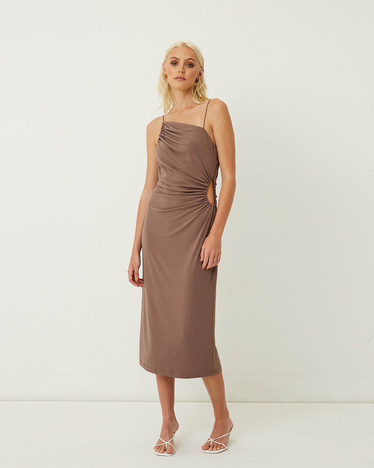 Taylor Ruched Cut Out Midi Dress