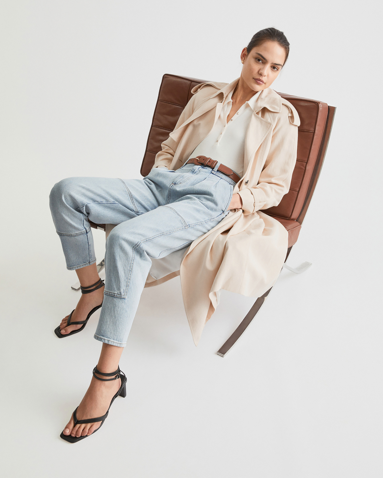 Pleat Tapered Leg Jean