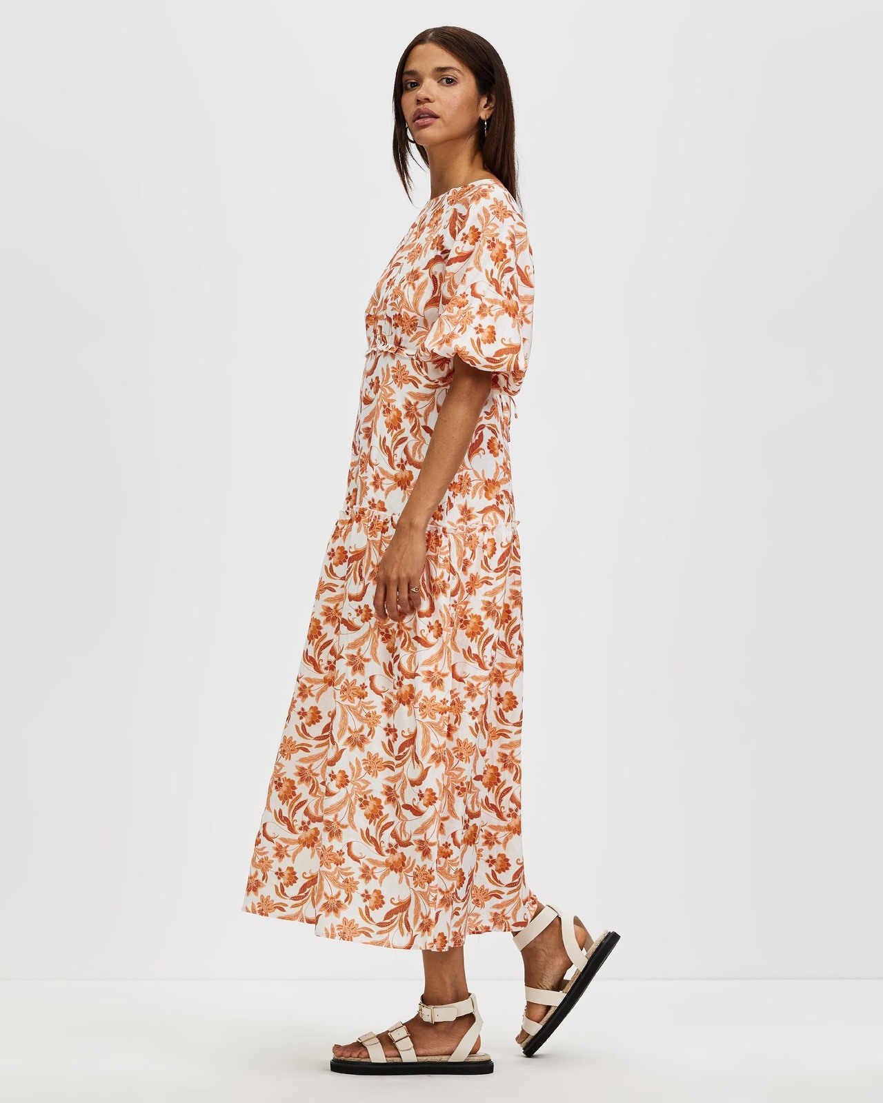 Tie Back Linen Tea Dress