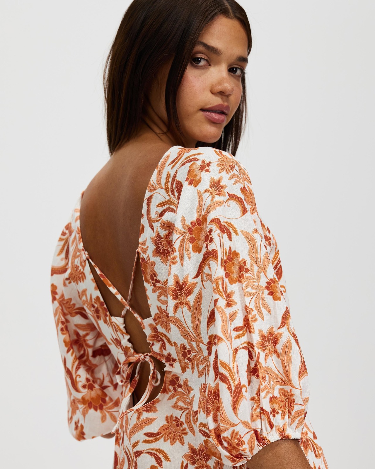 AERE Tie Back Linen Tea Dress - AirRobe