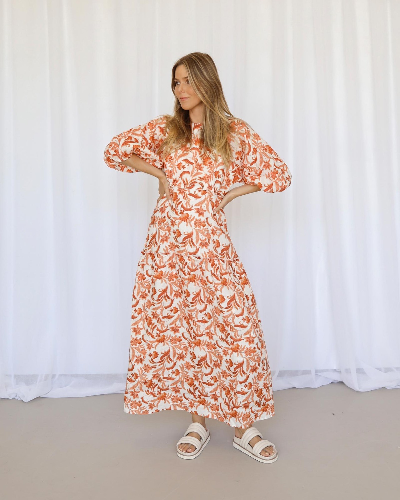 Tie Back Linen Tea Dress