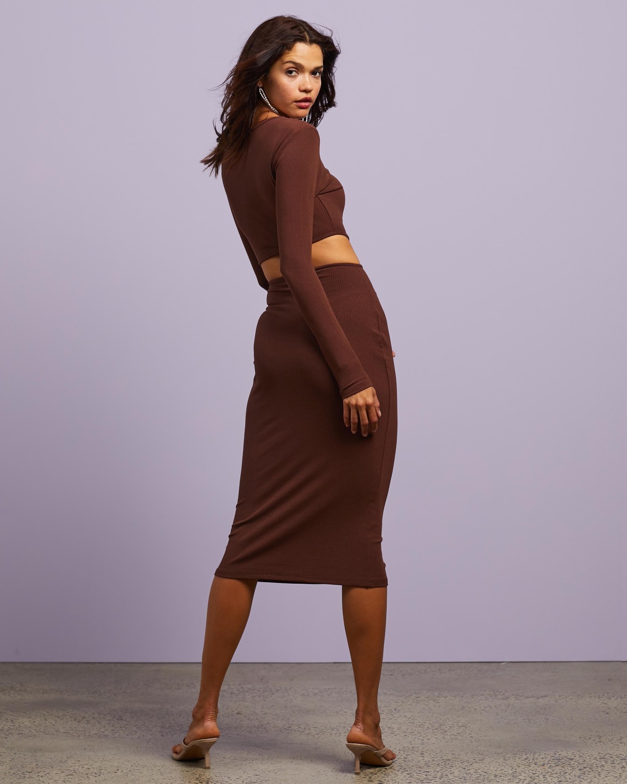 Ibiza Long Sleeve Cut Out Midi Dress