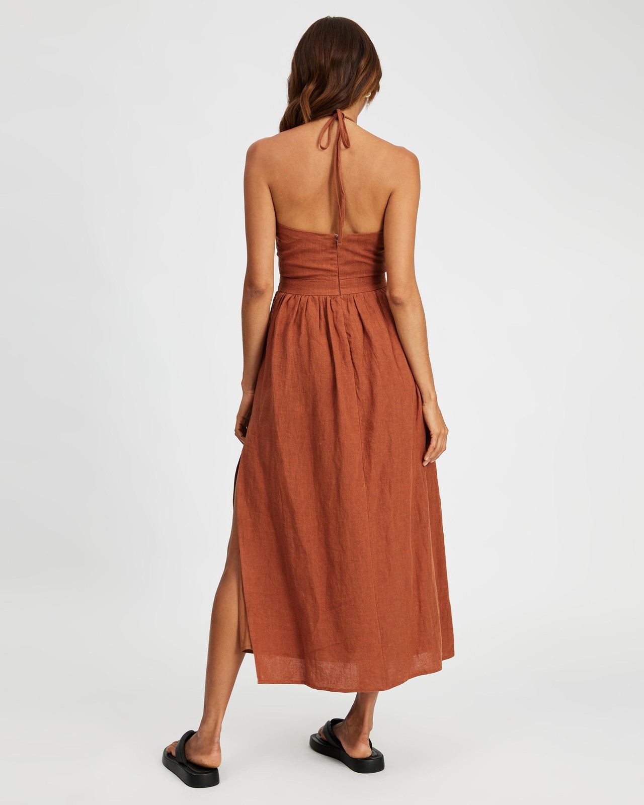AERE Halter Linen Midi Dress - AirRobe