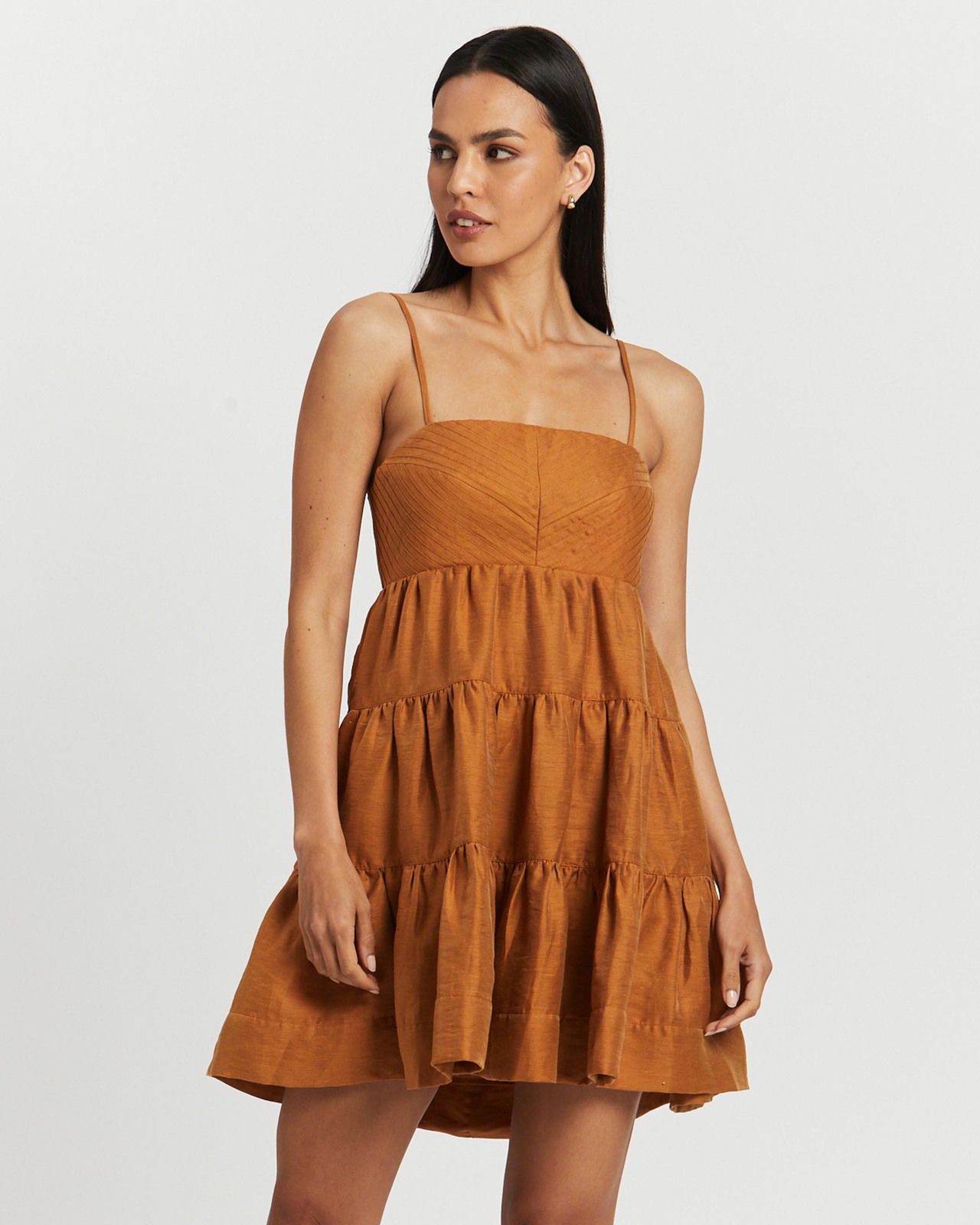 shona joy burnt orange dress Shona Joy Maya Pin Tuck Open Back Mini Dress