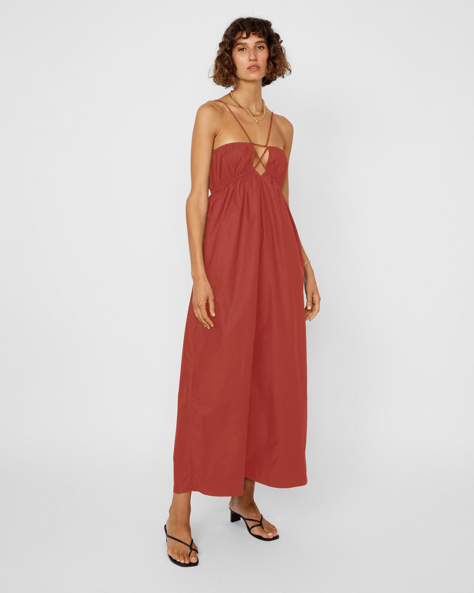 suboo red dress Suboo 4 S Red Cotton Tie Front Mini Dress