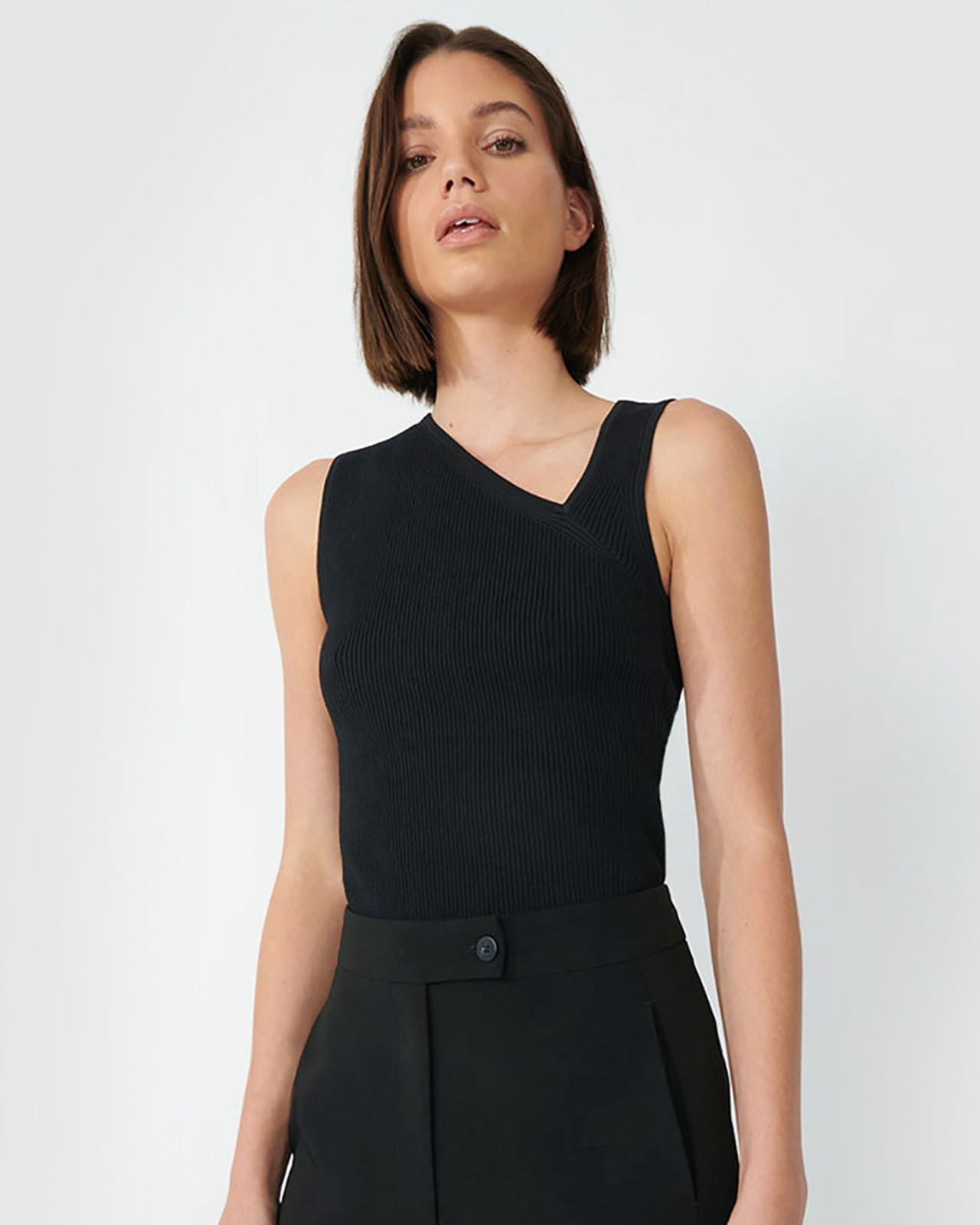 Tiana Ribbed Asymmetric Knit Top