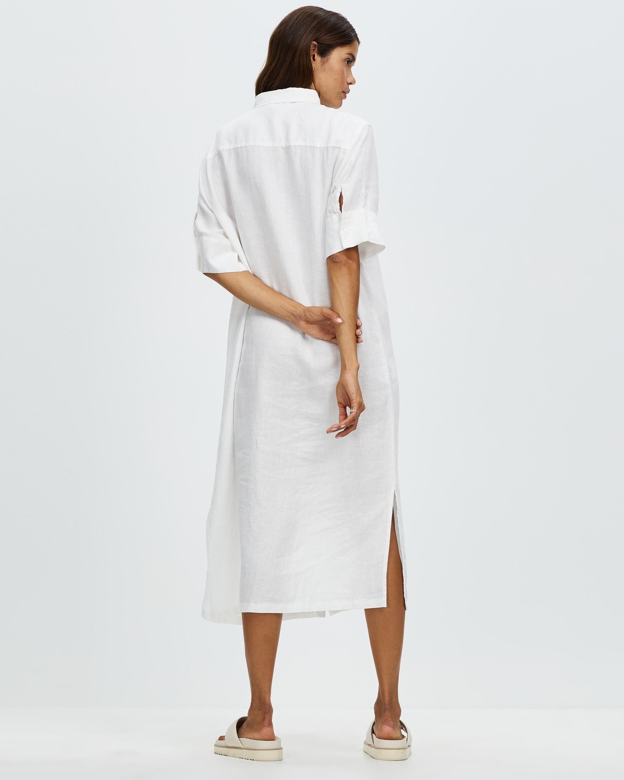 Tori Linen Short Sleeve Shirt Dress AirRobe