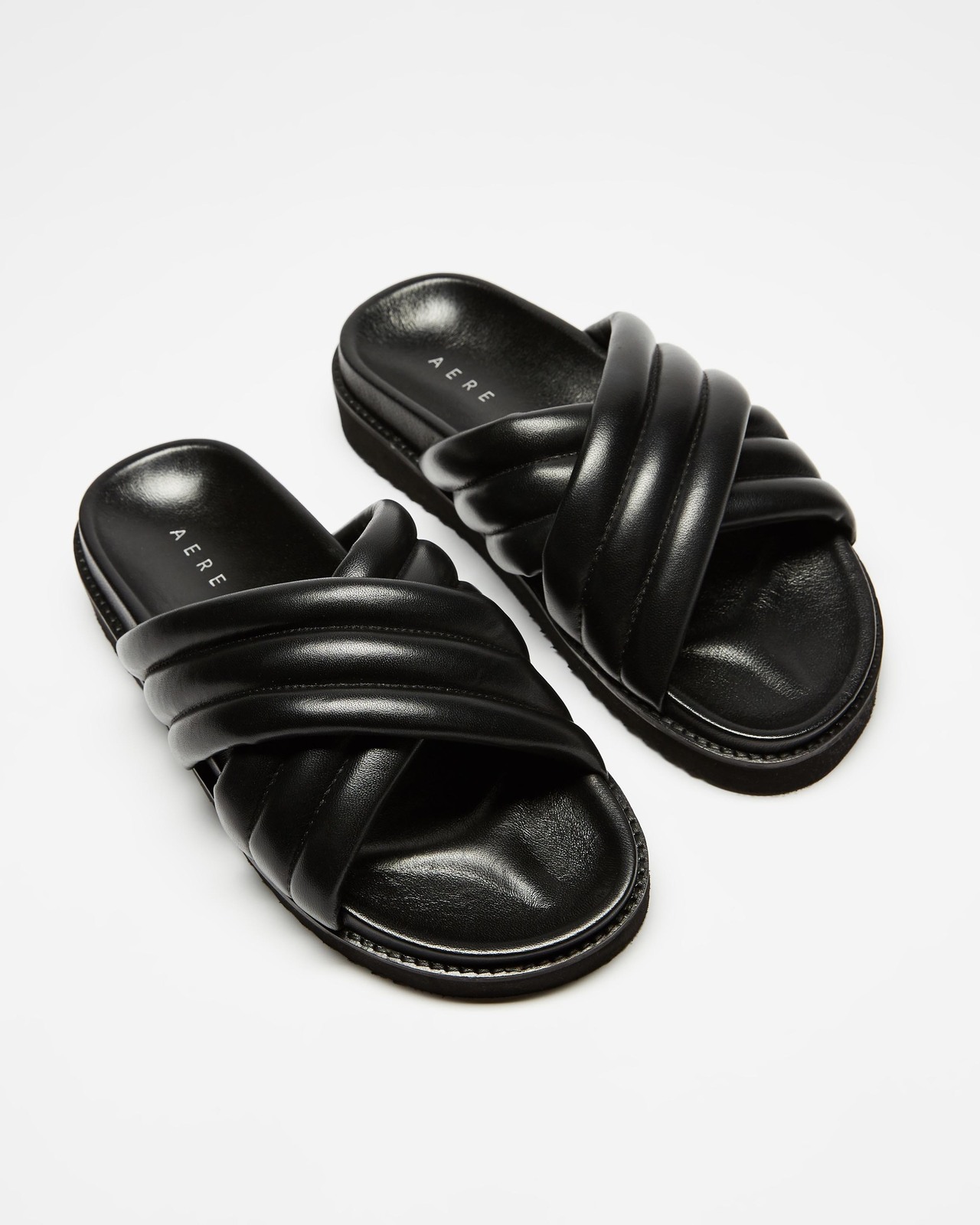 Crossover Leather Footbed Slides