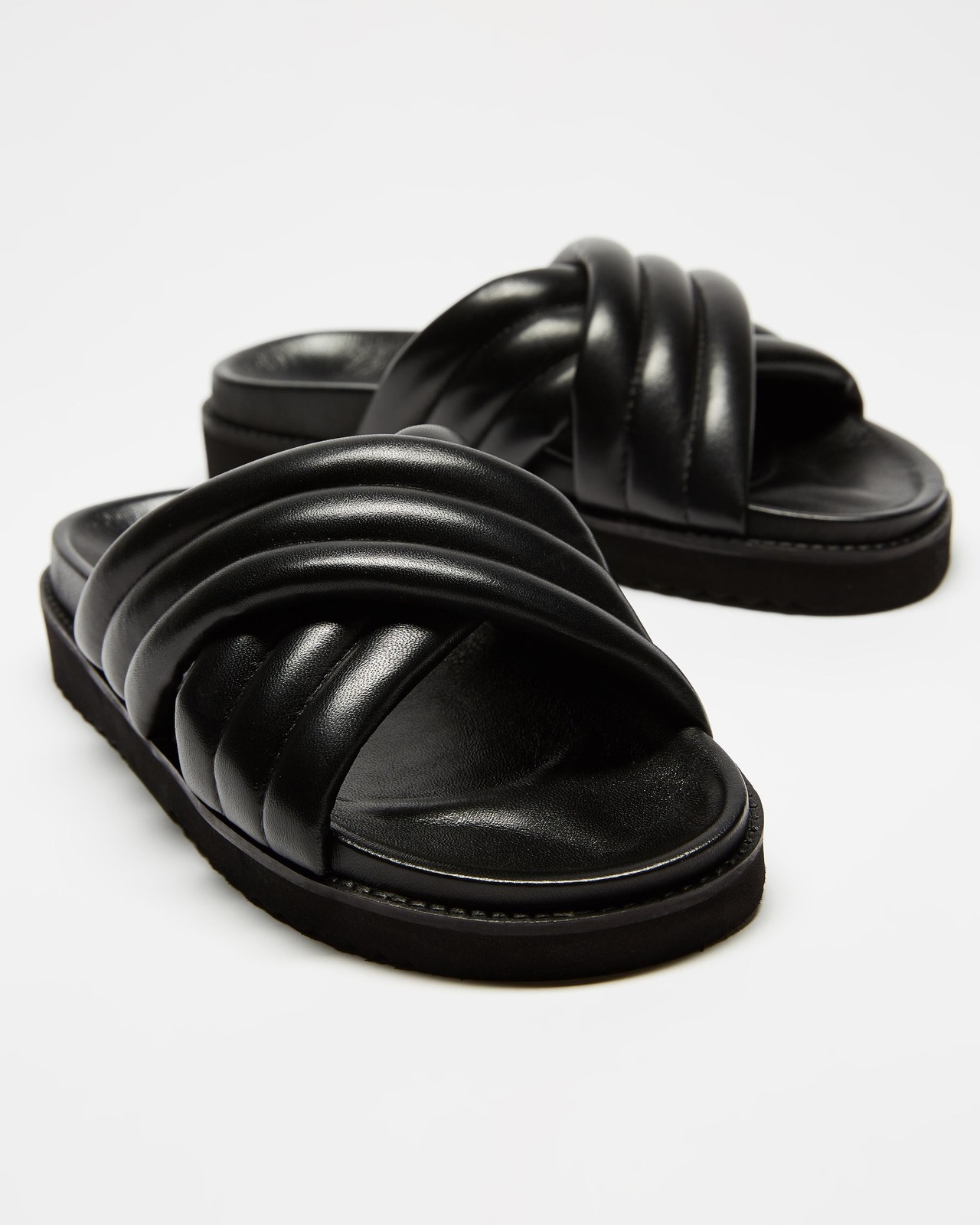 Crossover Leather Footbed Slides